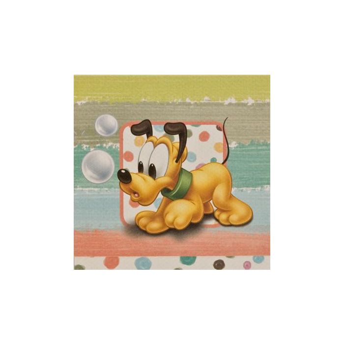 Pakkekort med Pluto som babyhvalp, med hul til gavebånd, 12x12 cm