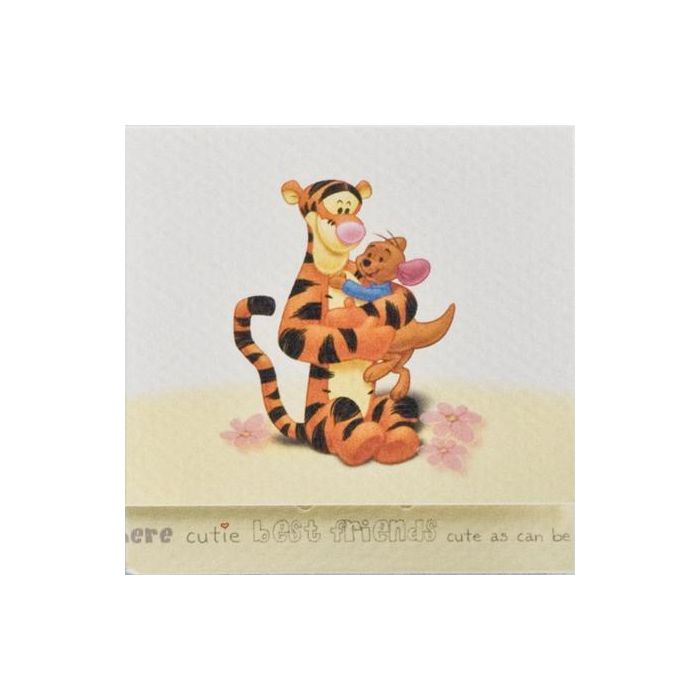 Pakkekort med Tigerdyr og Grisling, 7,5x7,5 cm