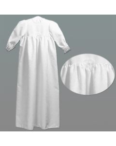 Dåbskjole med lille roset ved bærestykke, klassisk model i off-white til både dreng og pige