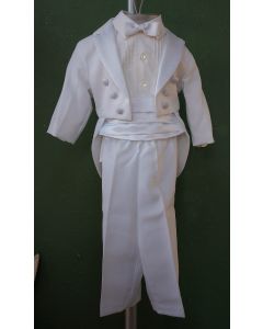 Hvidt kjole og hvidt jakkesæt i str. 3-6 mdr., 2. sortering