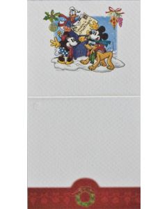 Julepakkekort med Anders And, Mickey, Minnie Mouse og Pluto, 7,5x7,5 cm