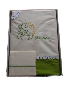 Junior sengetøj med navn og stjernetegn – Grønt sengesæt