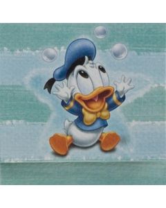 Pakkekort med Anders And som baby, med hul til gavebånd, 7,5x7,5 cm