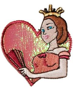 Strygemærke med Prinsesse  på lyserødt glinsende hjerte.