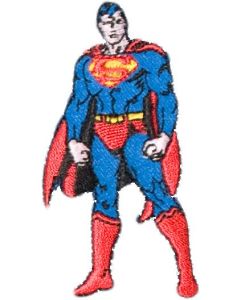 Strygemærke med Superman i fuld figur.