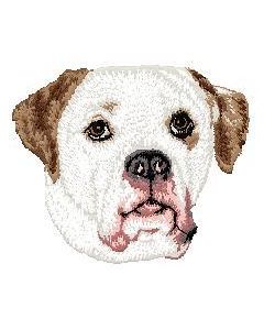 Strygemærke med hunderacen Amerikansk Bulldog.