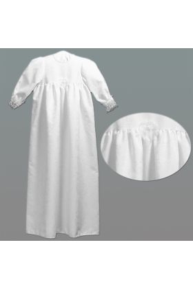 Dåbskjole med lille roset ved bærestykke, klassisk model i off-white, str. 68