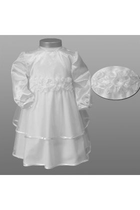 Kort kjole med rosenranke velegnet som dåbs-, brudepige- og festkjole, str. 62/68