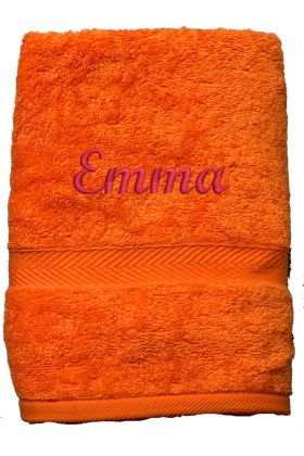 Orange håndklæde med navn samt evt. dato