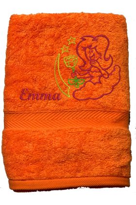 Orange håndklæde med Stjernetegn, navn samt evt. dato