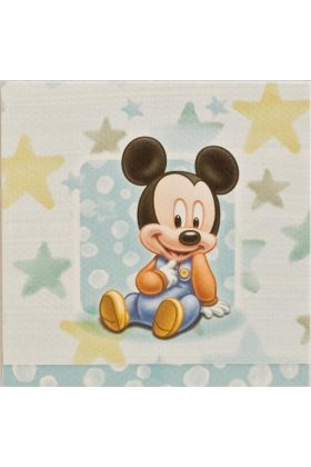 Pakkekort med Mickey Mouse som baby, 12x12 cm