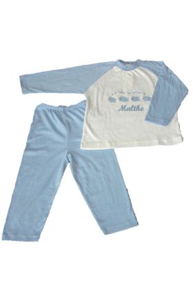 Pyjamas til den lille dreng, lyseblå, kan leveres med broderi af navn