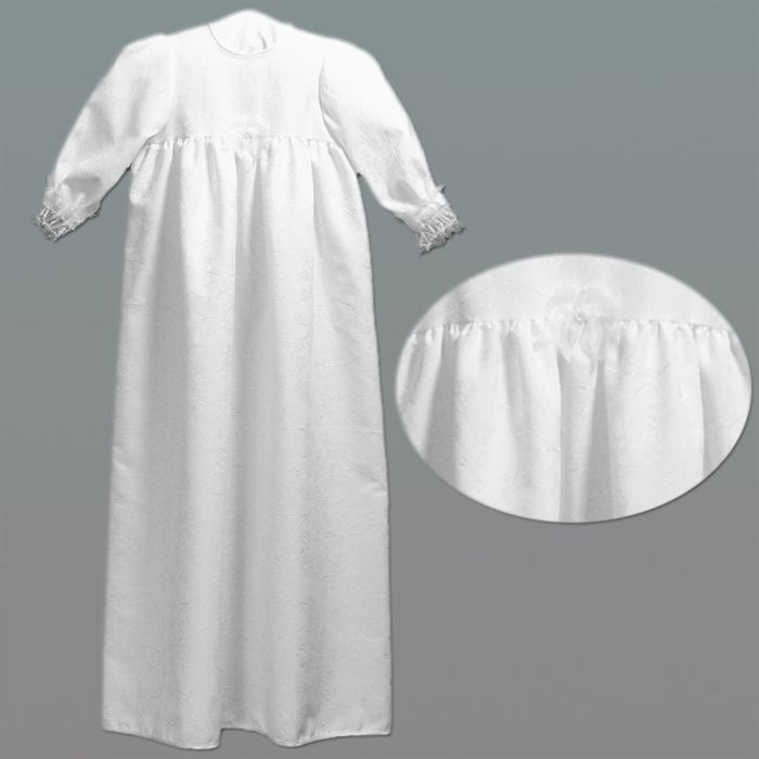 Dåbskjole med lille roset ved bærestykke, klassisk model i off-white, str. 68