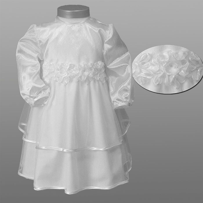 Kort kjole med rosenranke velegnet som dåbs-, brudepige- og festkjole, str. 62/68