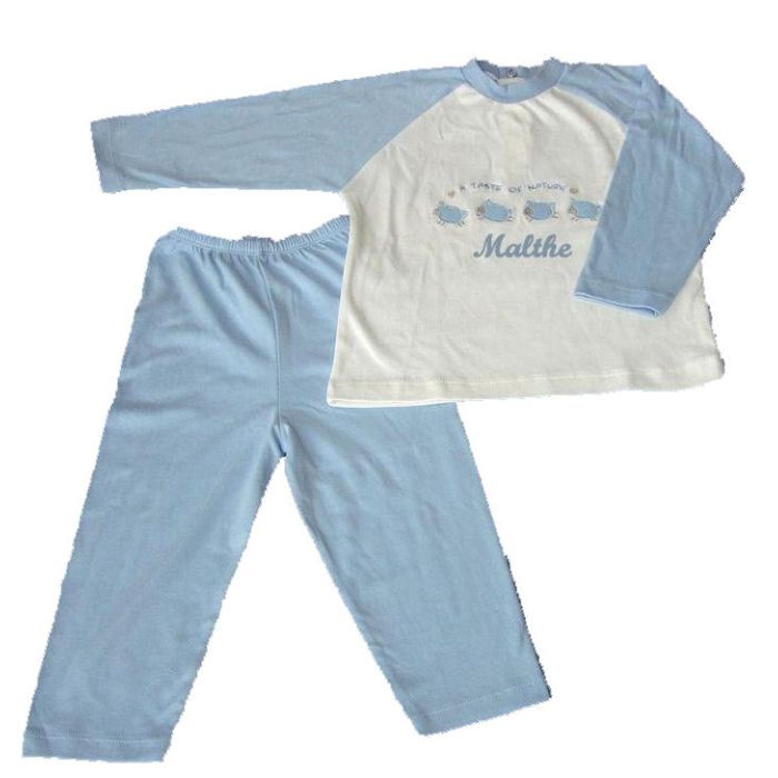 Pyjamas til den lille dreng, lyseblå, kan leveres med broderi af navn
