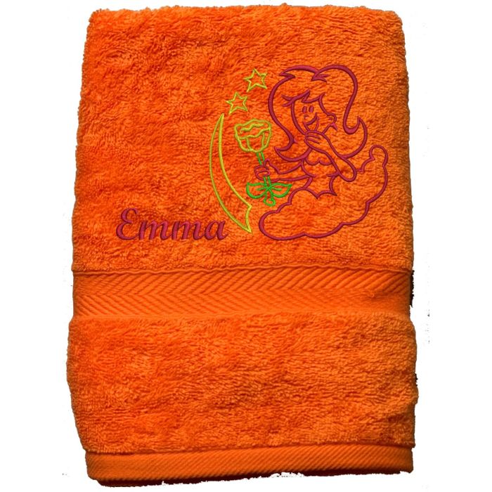 Orange håndklæde med Stjernetegn, navn samt evt. dato