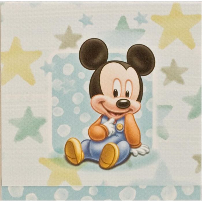 Pakkekort med Mickey Mouse som baby, 12x12 cm